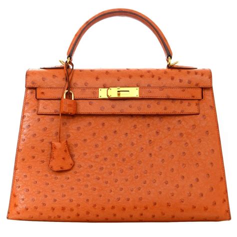 hermes orange ostrich kelly|Hermes ostrich kelly tote.